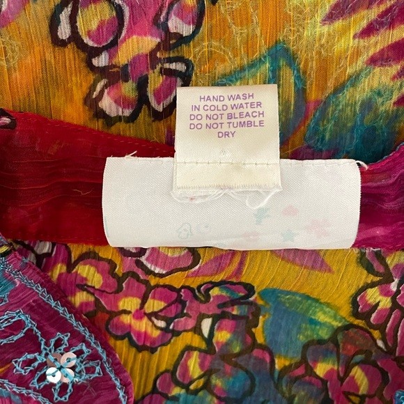 VINTAGE CHARMS Womens Pink Blue Floral Print Embroidered Tunic Size Medium - Picture 10 of 11